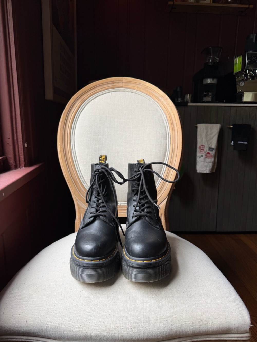 Dr. Martens Black Leather Platform Combat Boots